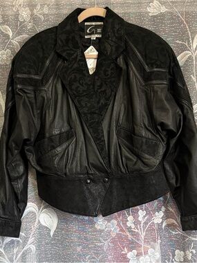 Vintage Global Identity Black Suede Leather Jacket